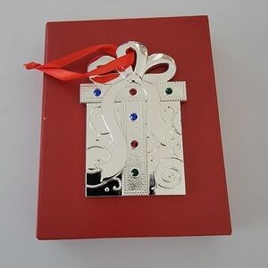 Lenox Silver Multi Gem Christmas Gift Ornament